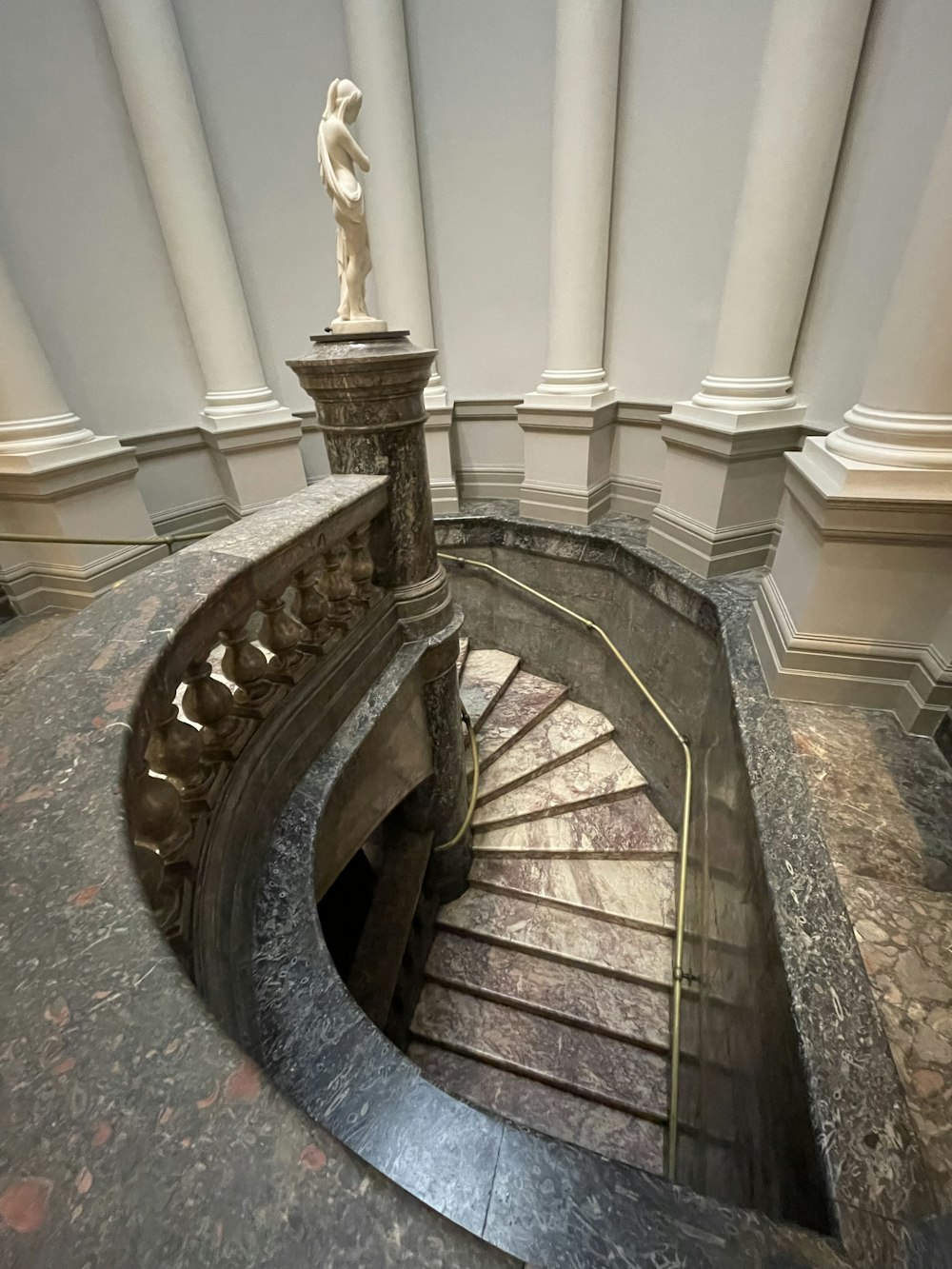 a statue on a staircase