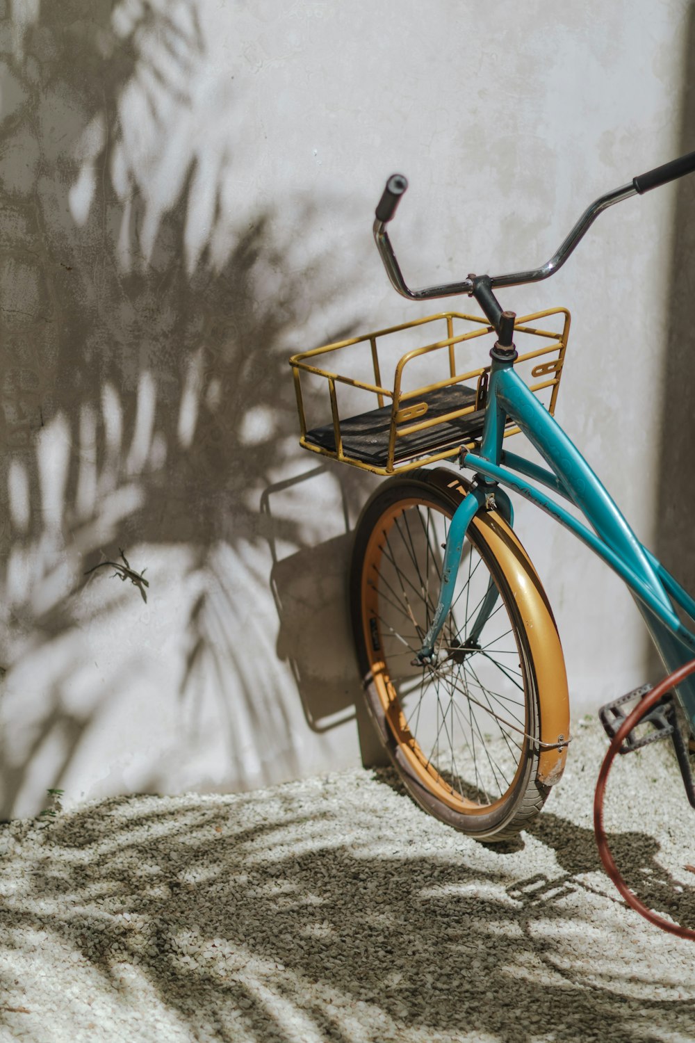 a bicycle with a basket on the front of it