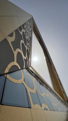 a building with a large glass window