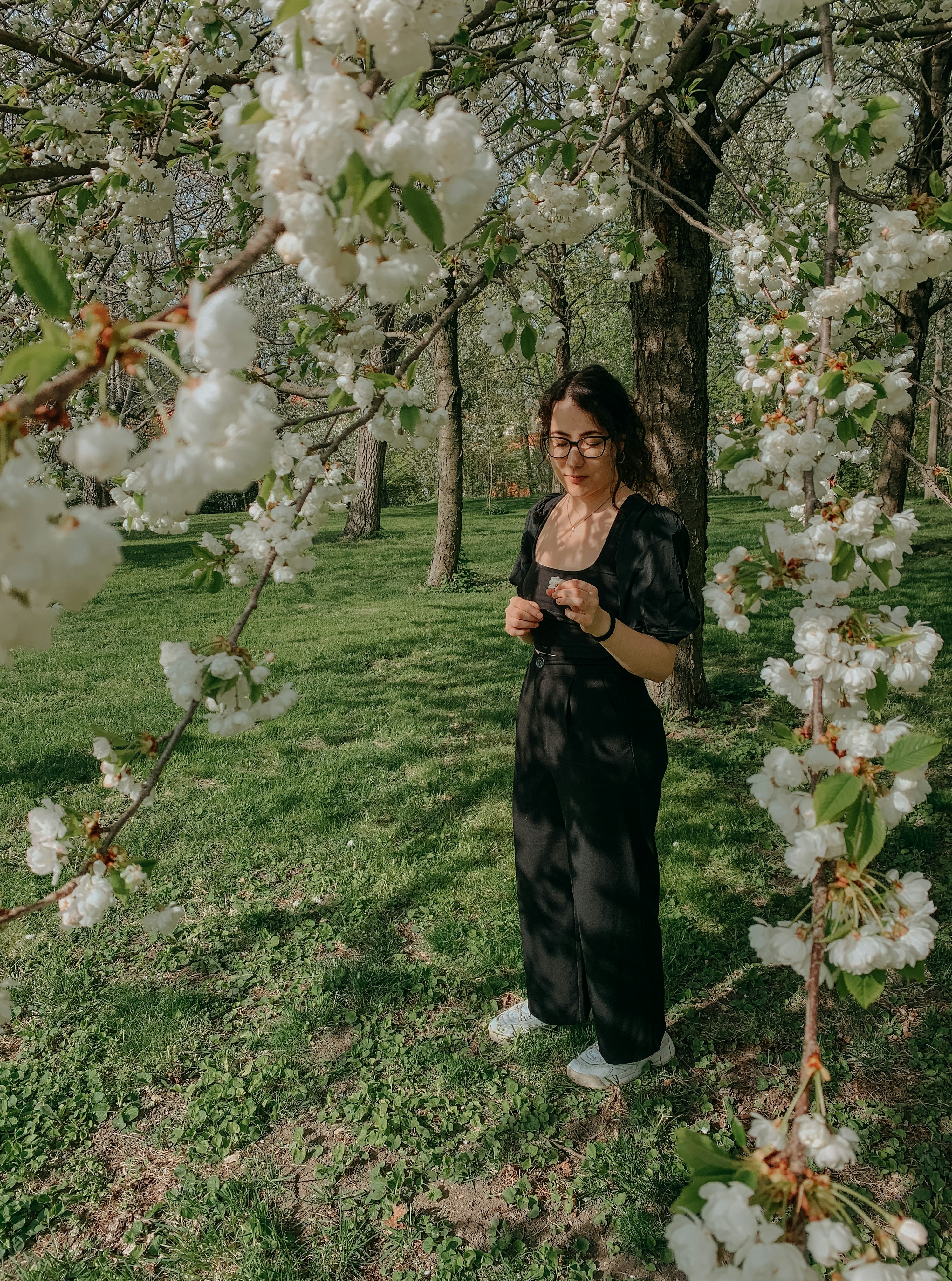 a person standing in a garden