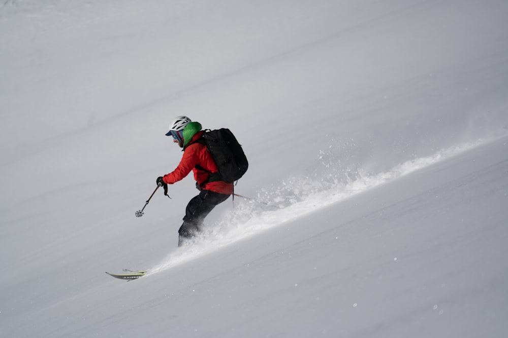 a skier going down a slope
