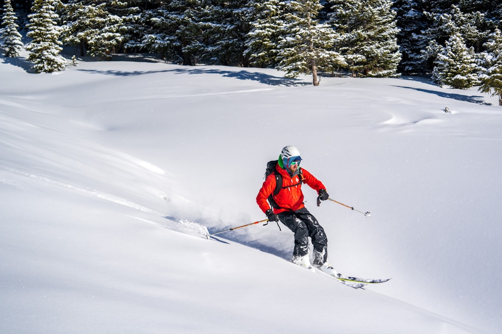a person skiing down a slope