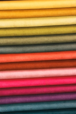a close up of a red and yellow striped fabric