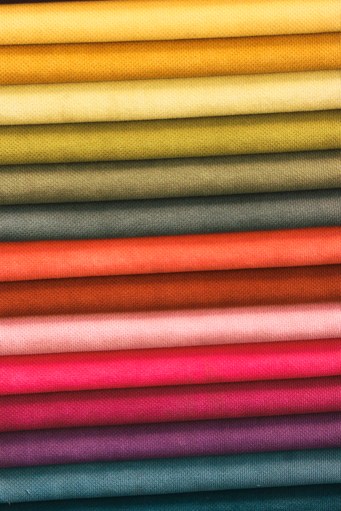 Dyed striped cotton fabric close up