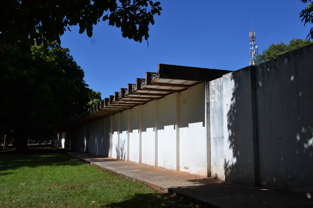 a concrete wall with a metal frame