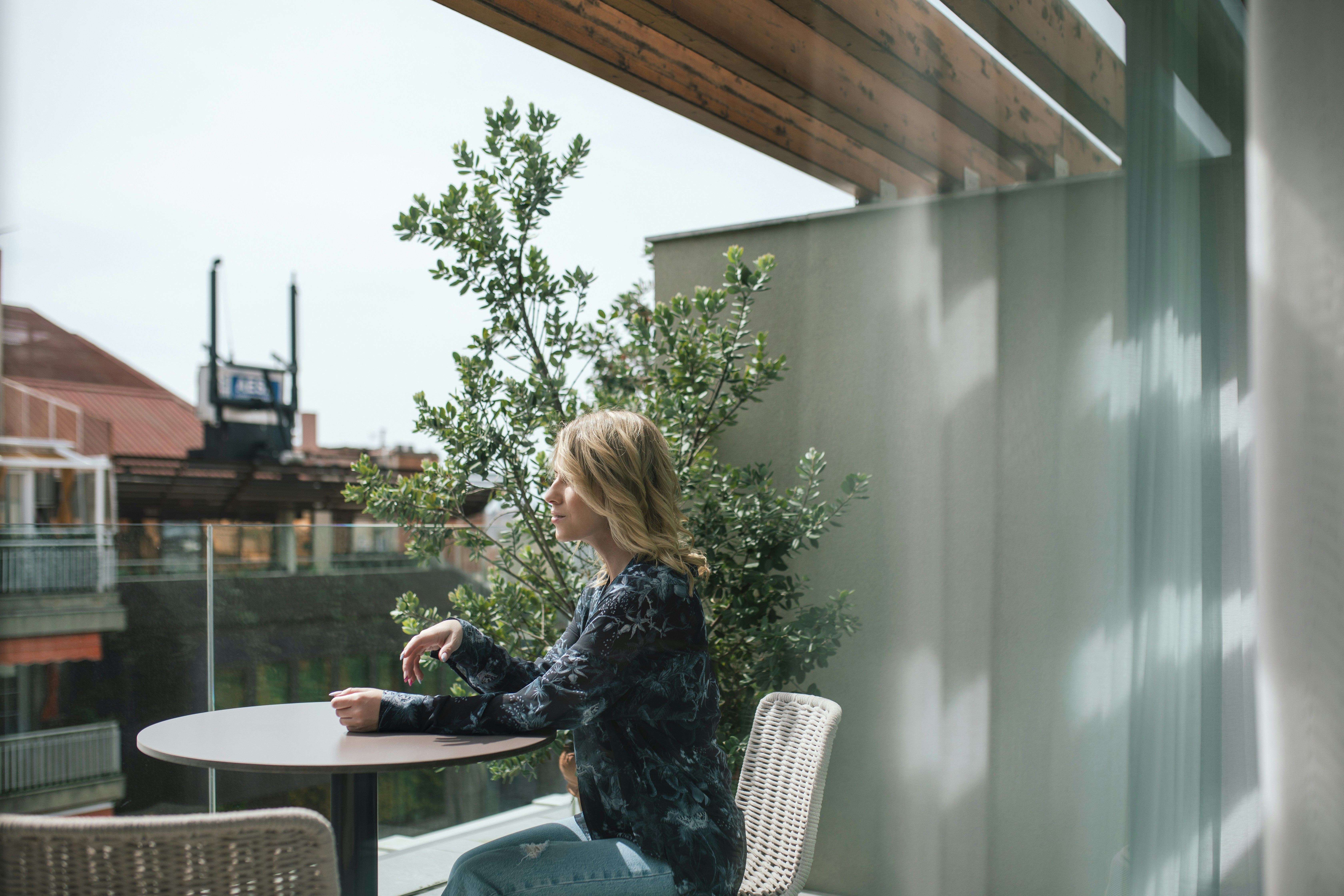 a person sitting at a table