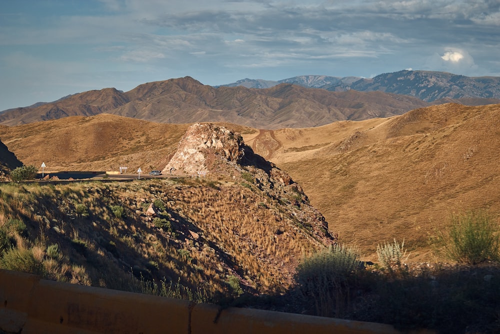 a landscape with hills and trees