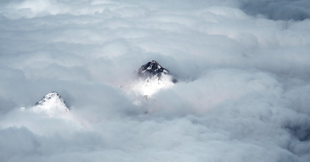 a mountain in the clouds
