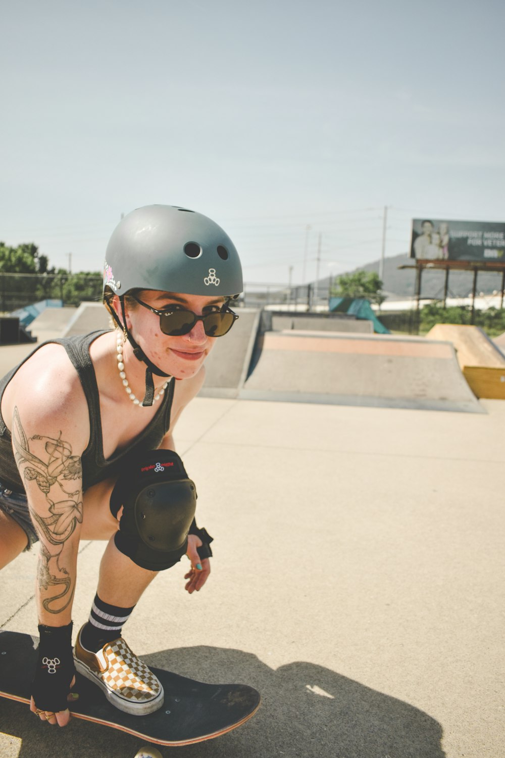 a person wearing a helmet and roller skates