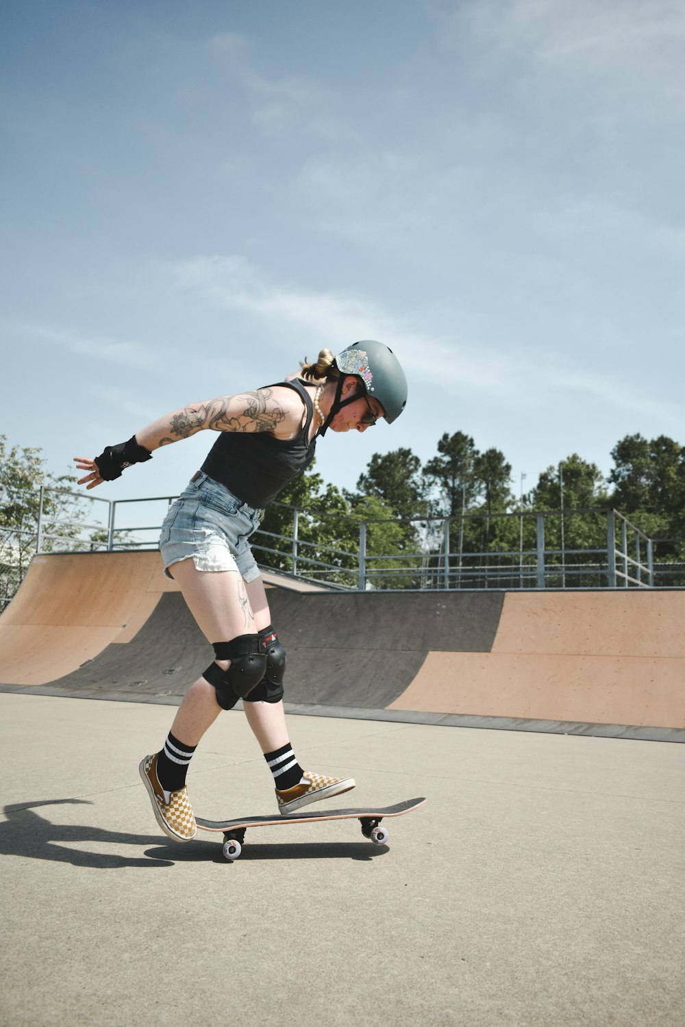 a person skating on a ramp