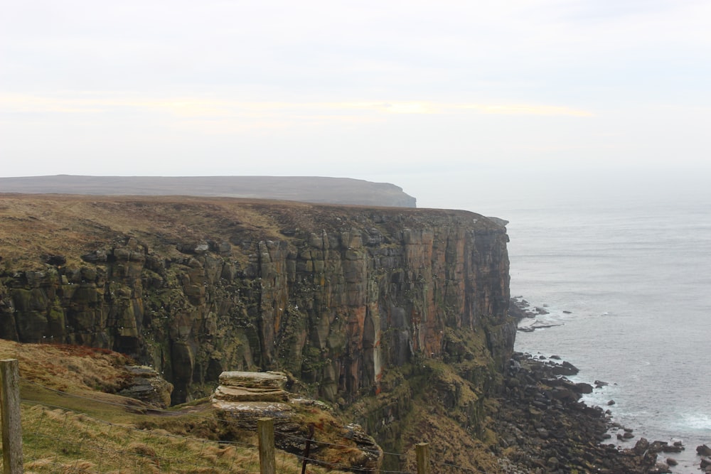 a cliff next to the ocean