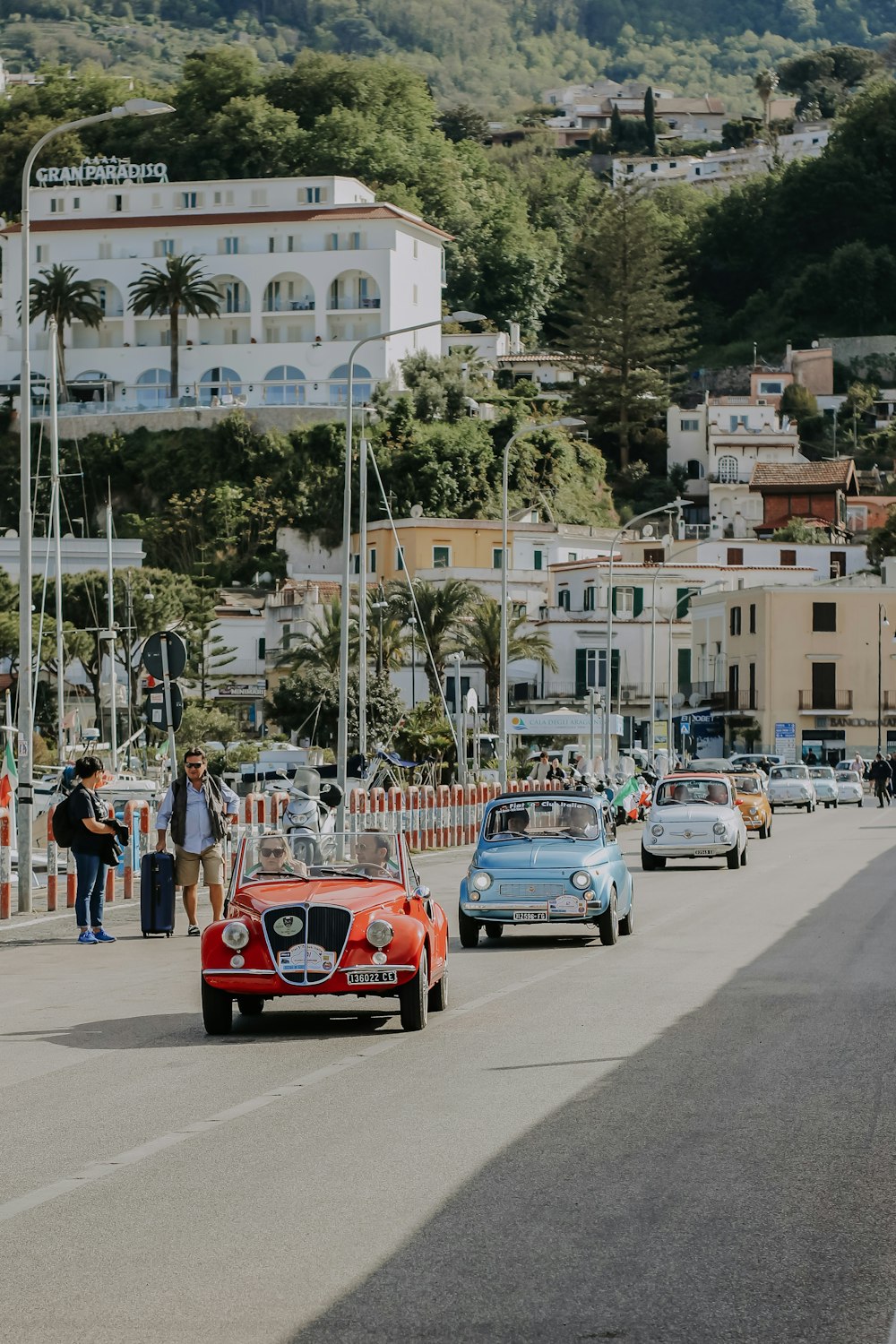 a group of cars on a road