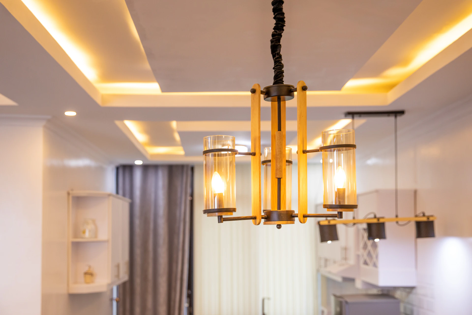 a light from a ceiling