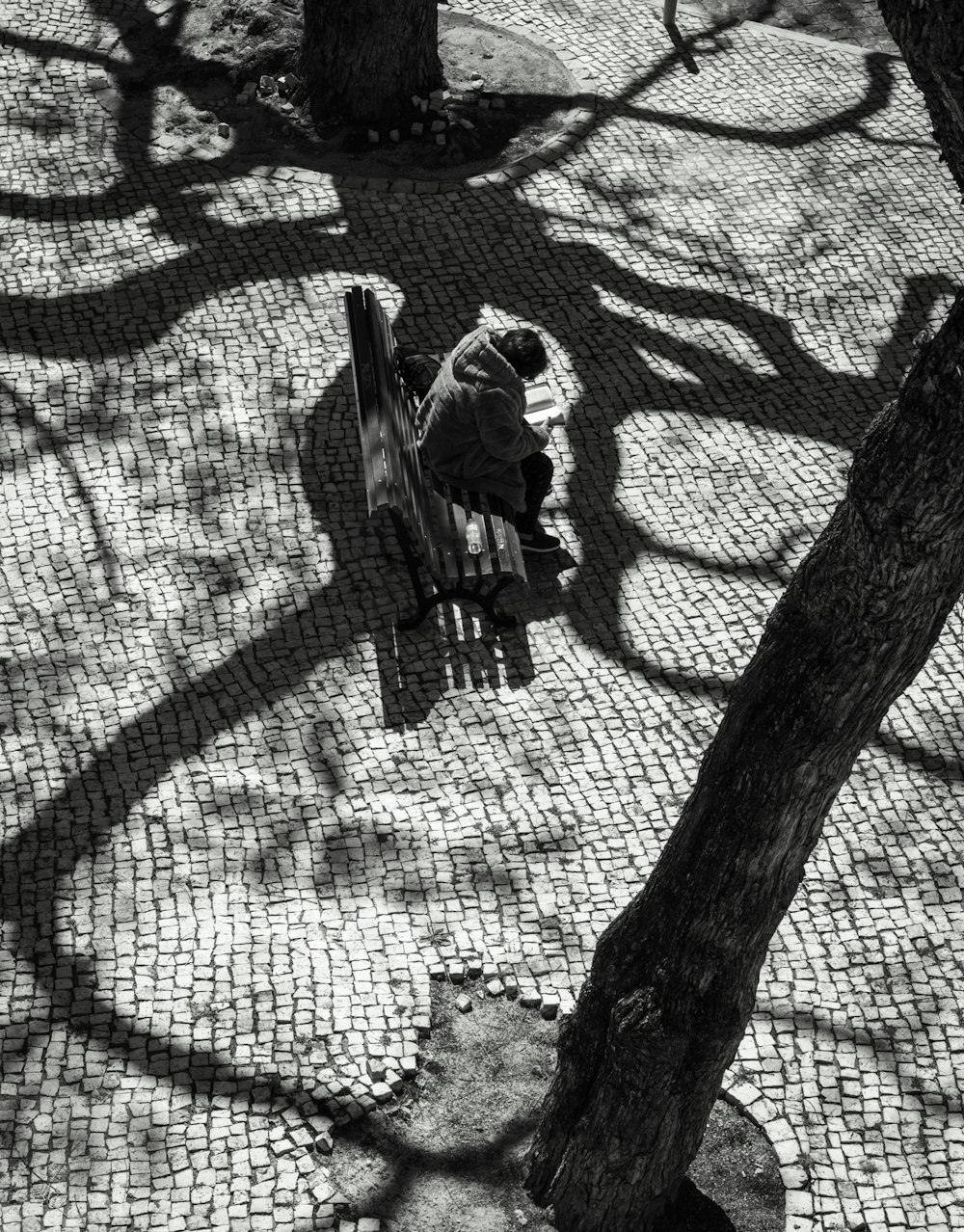 a person sitting on a bench