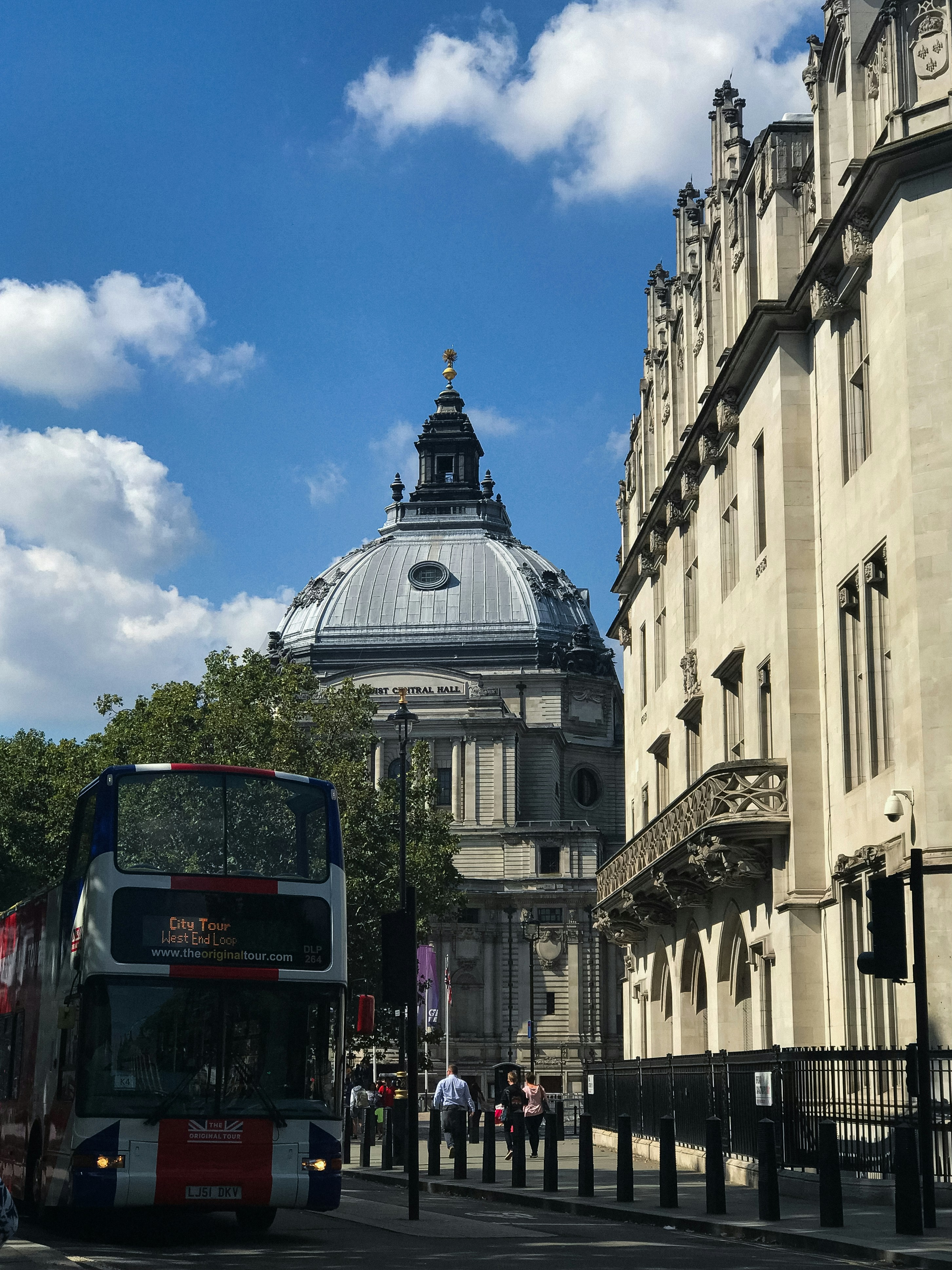 a double decker bus on the street
