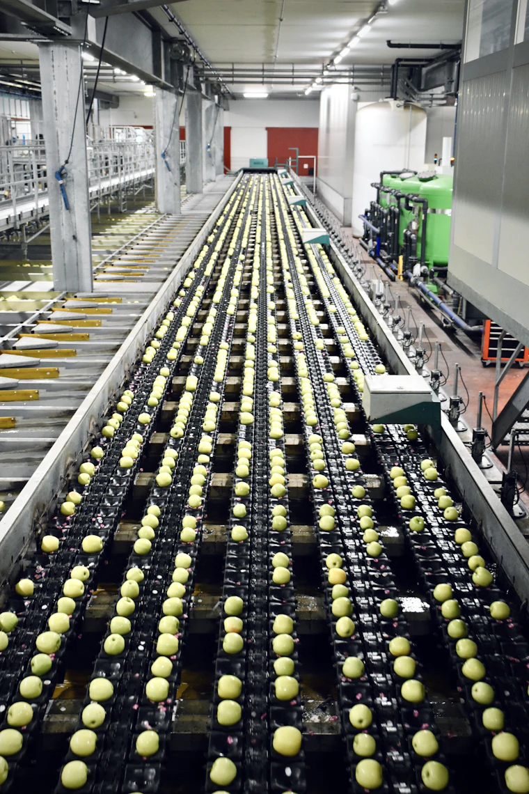 Planta de producción de alimentos con maquinaria industrial