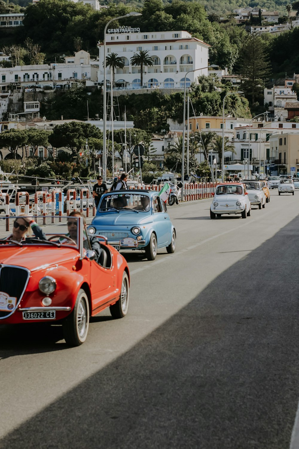 a group of cars on a road