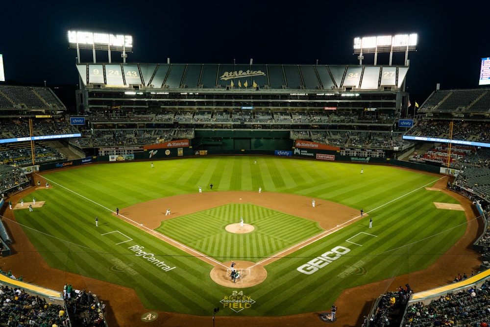 a baseball stadium with a full crowd