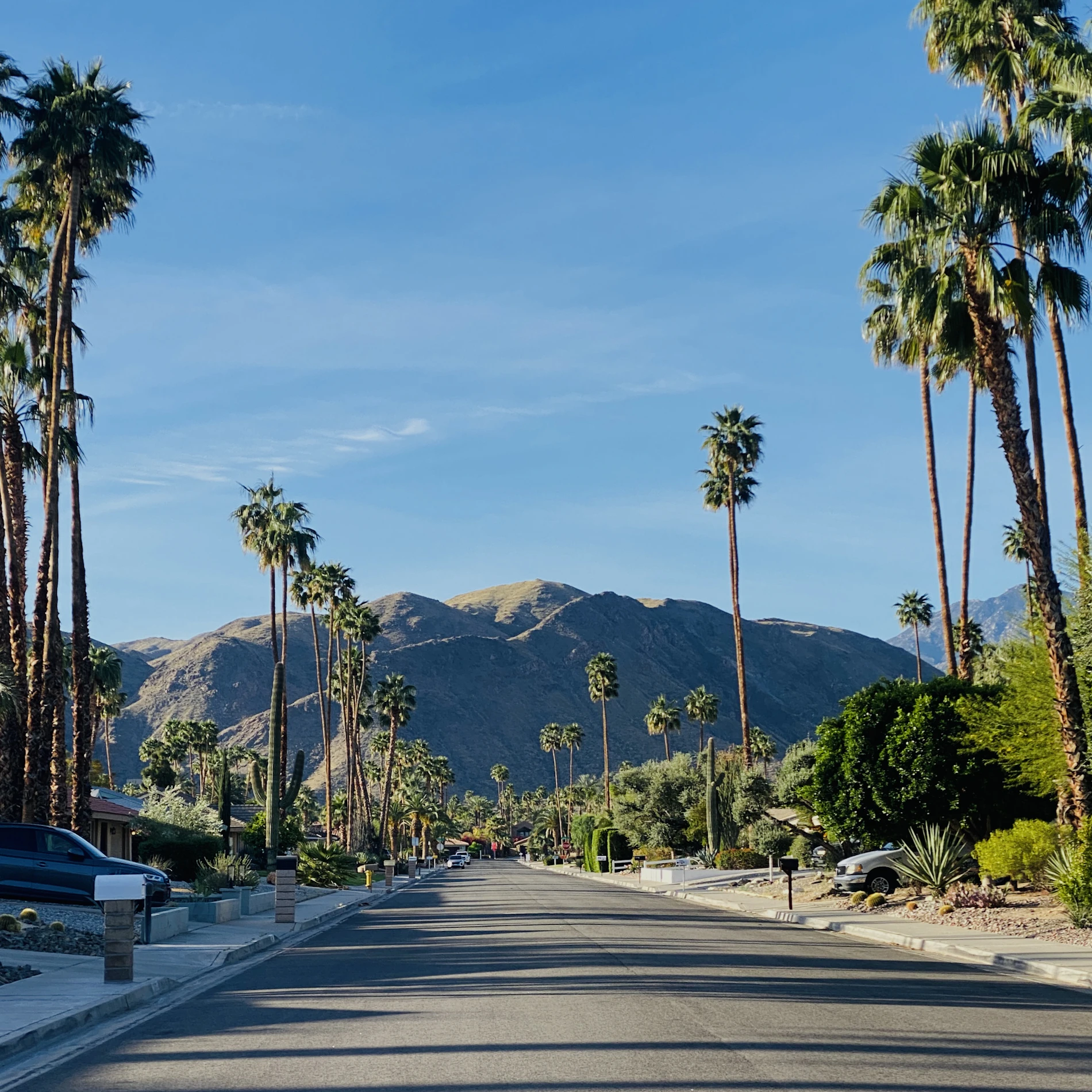 Coachella Valley homes with desert mountains behind