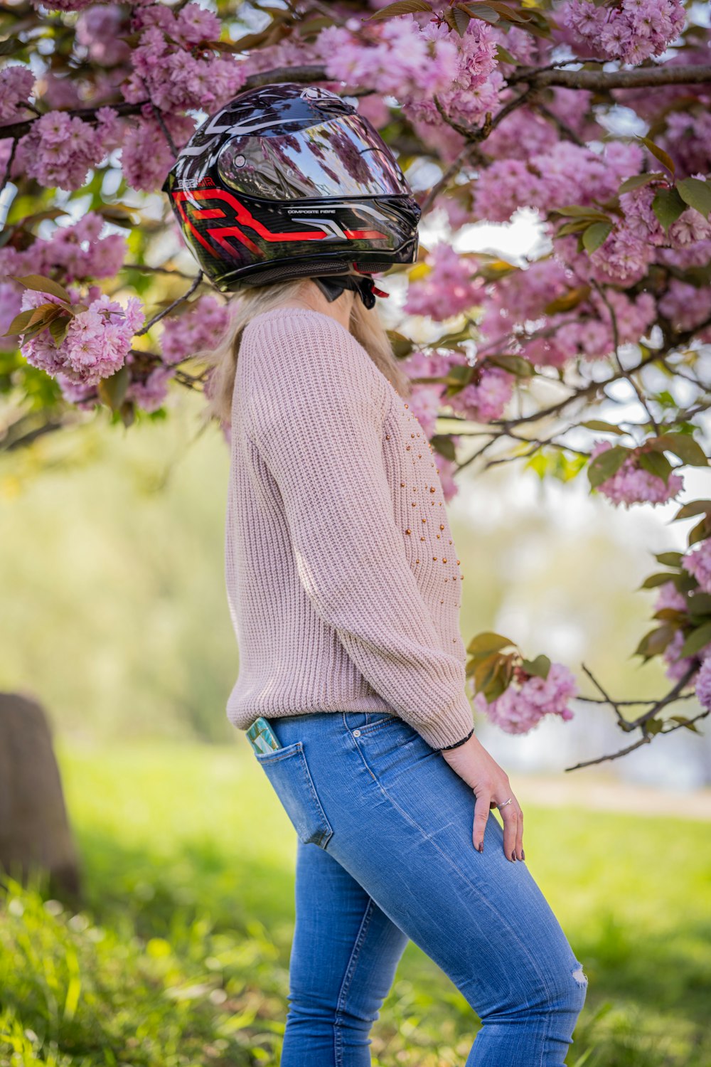 a person wearing a helmet