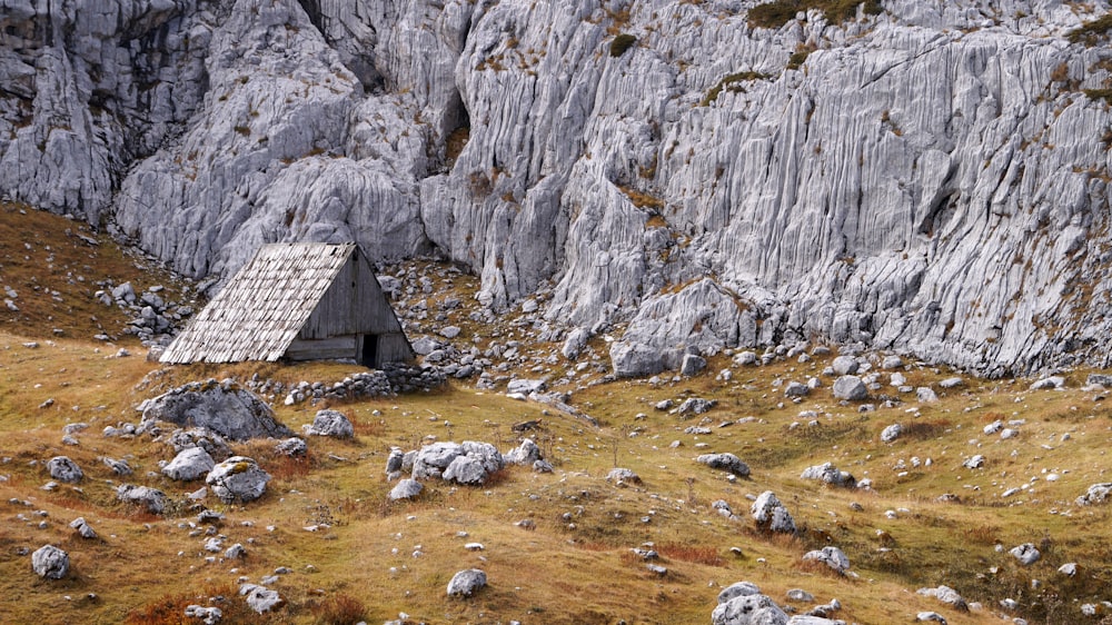 a building in a rocky area