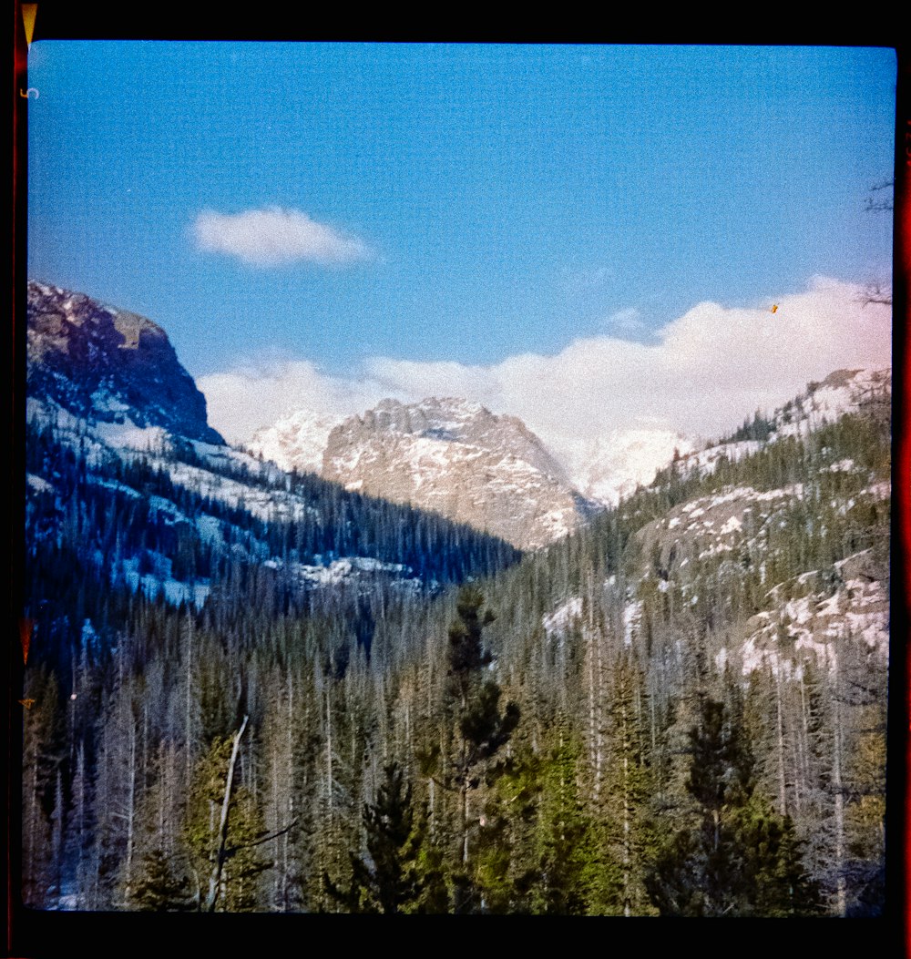 a mountain range with snow