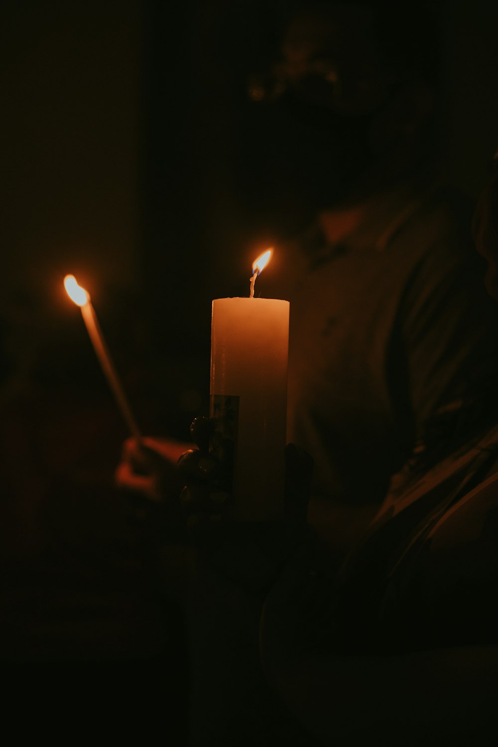 a group of candles lit