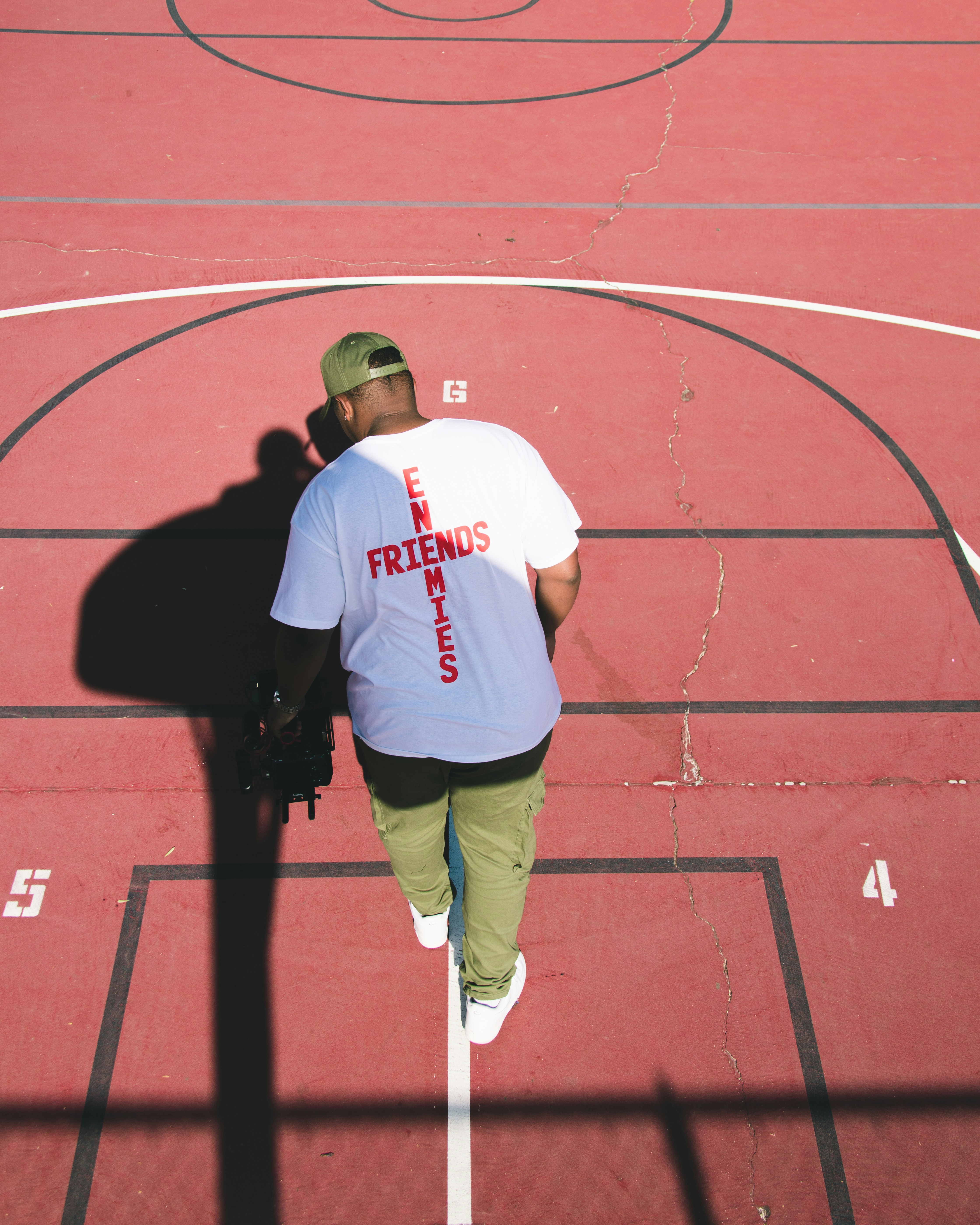 a man walking on a track