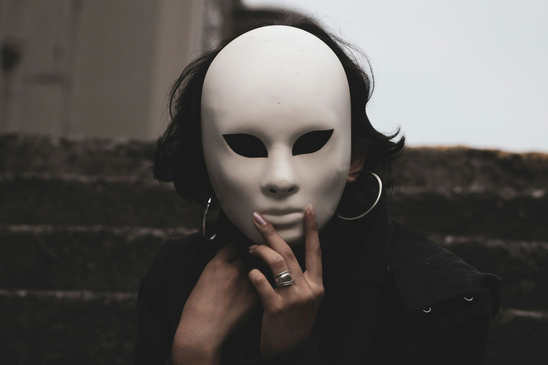 a woman with a mask