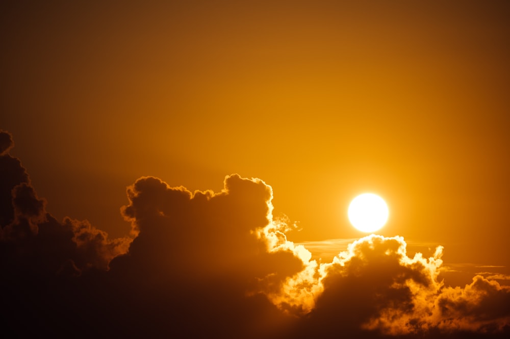 a sunset with clouds