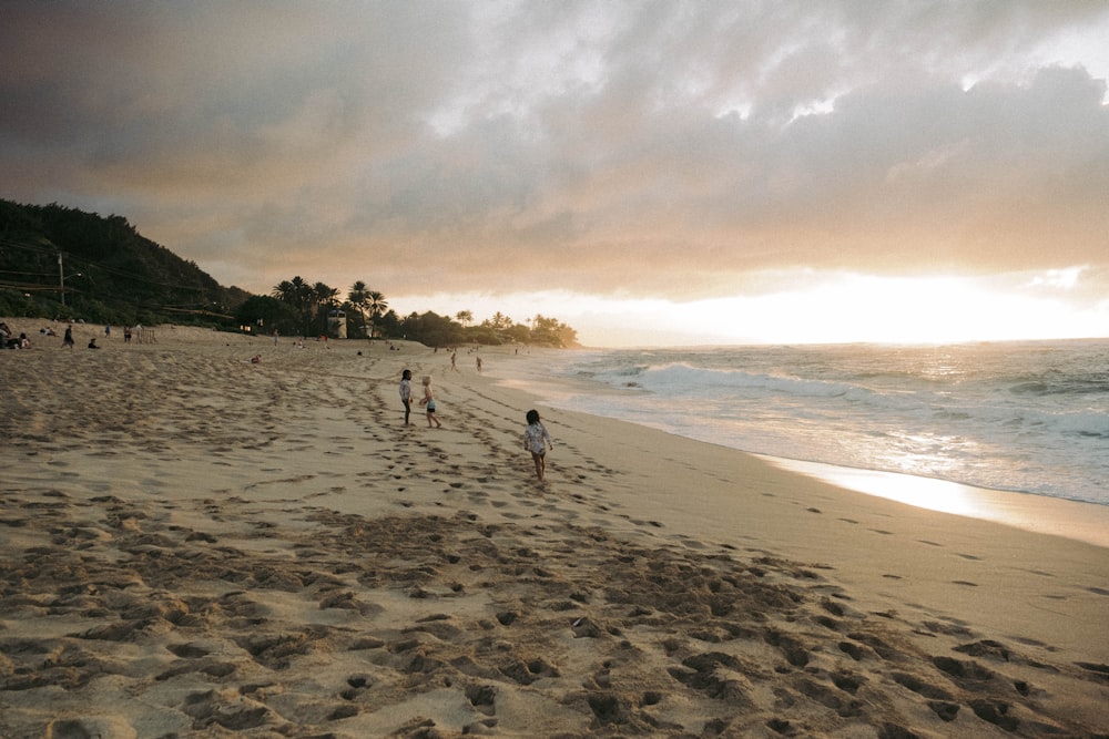 people walking on a beach