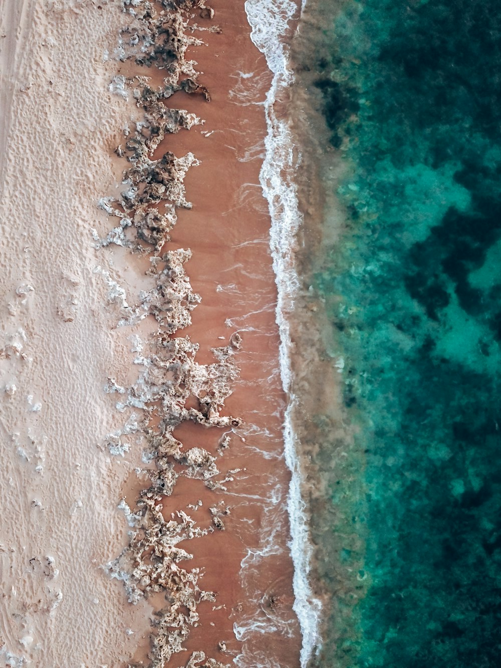 une plage avec un plan d’eau