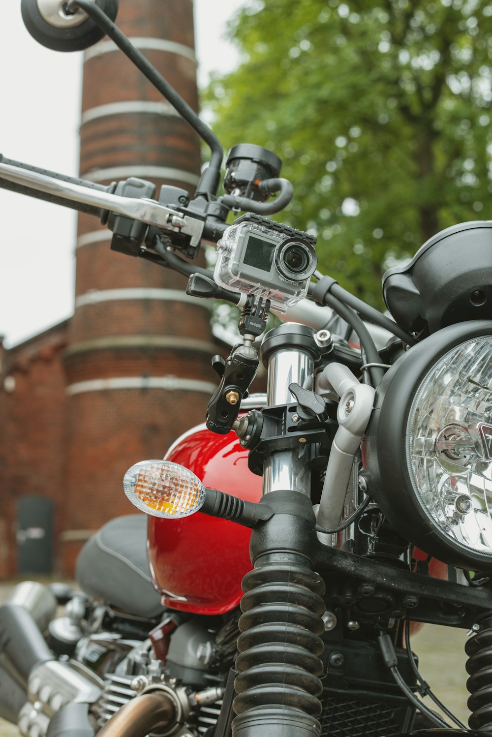 a motorcycle with a large headlight