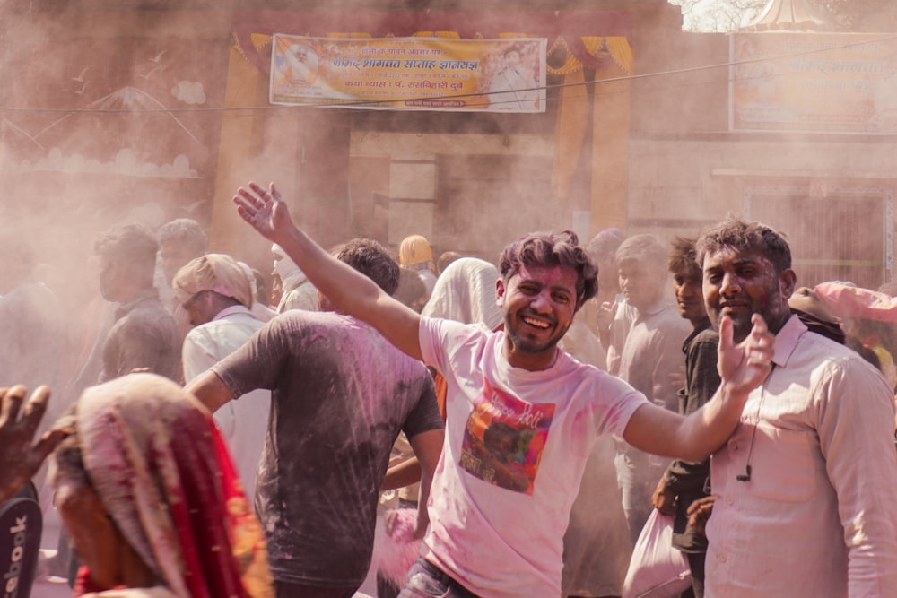 a group of men in a crowd