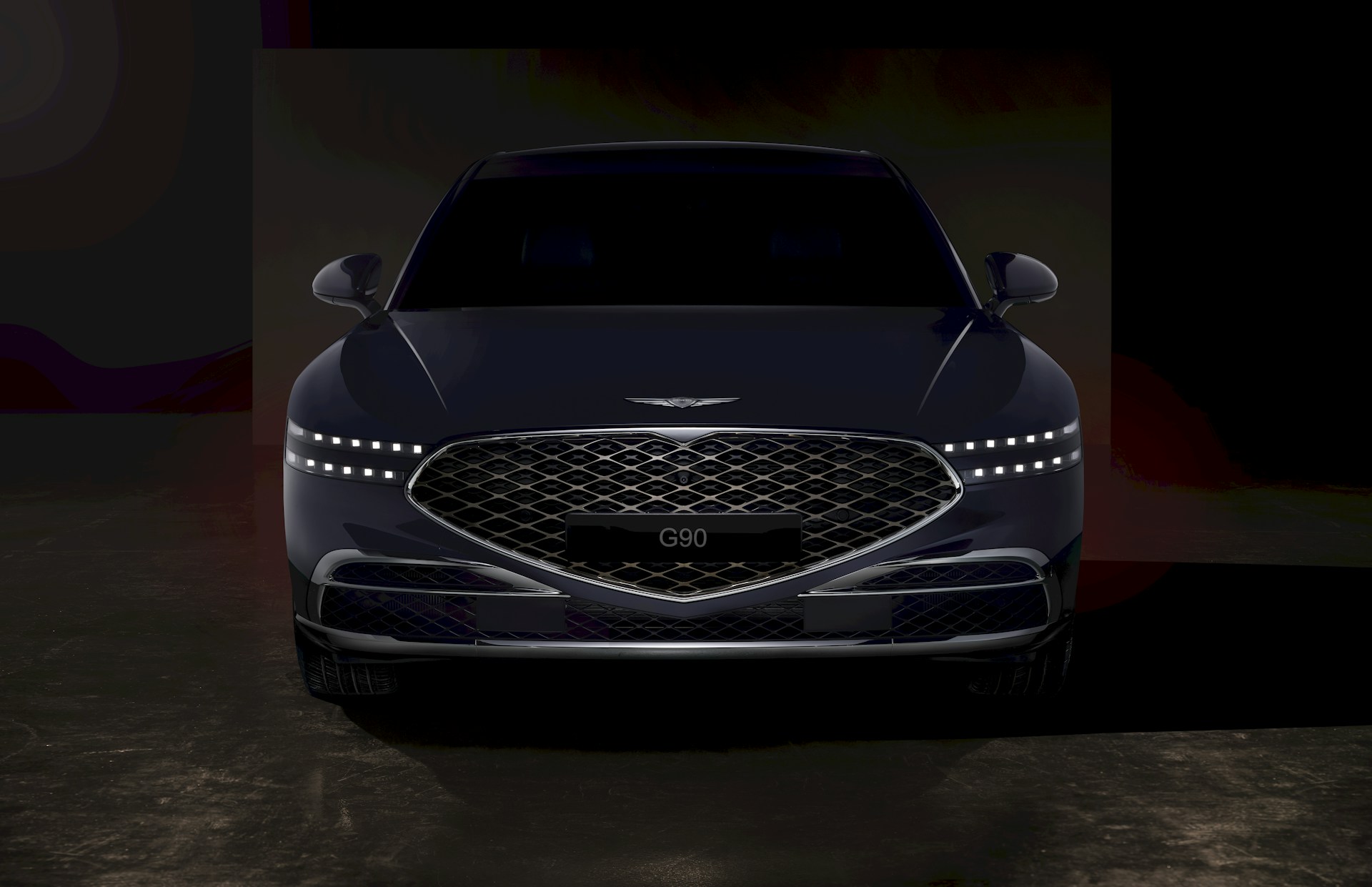 a black car with a silver grill