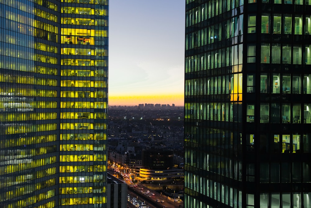 a view of a city from a high rise building