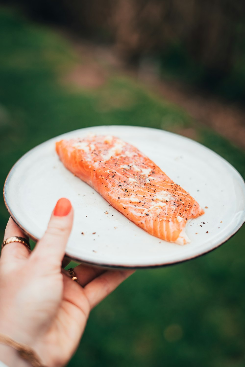 a person holding a plate of food