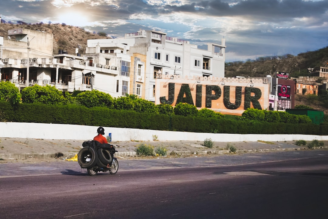 a person riding a motorcycle, Way To Jaipur City
