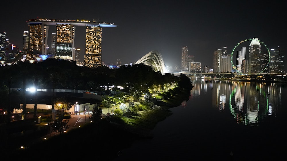 a city with lights at night