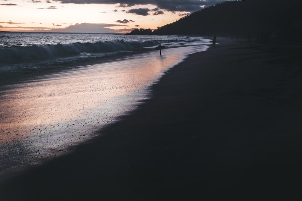 a person walking on a beach