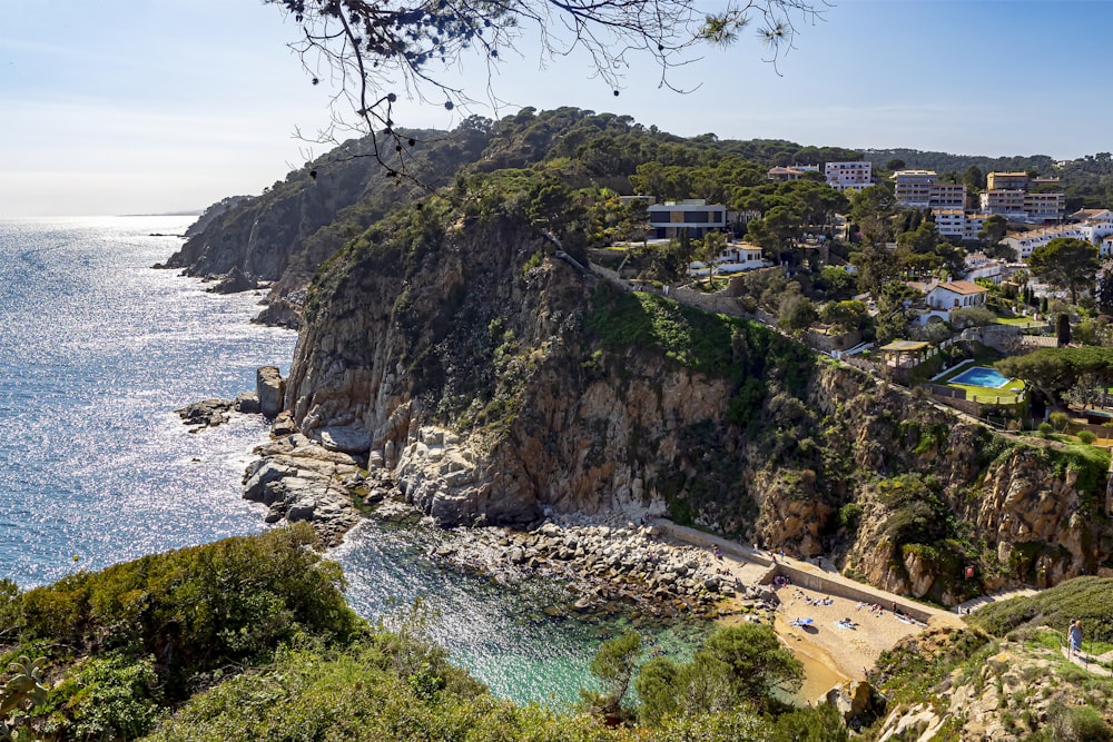 a town on a cliff by the sea