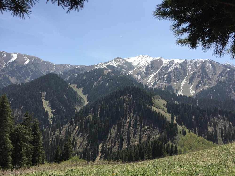 a mountain range with snow