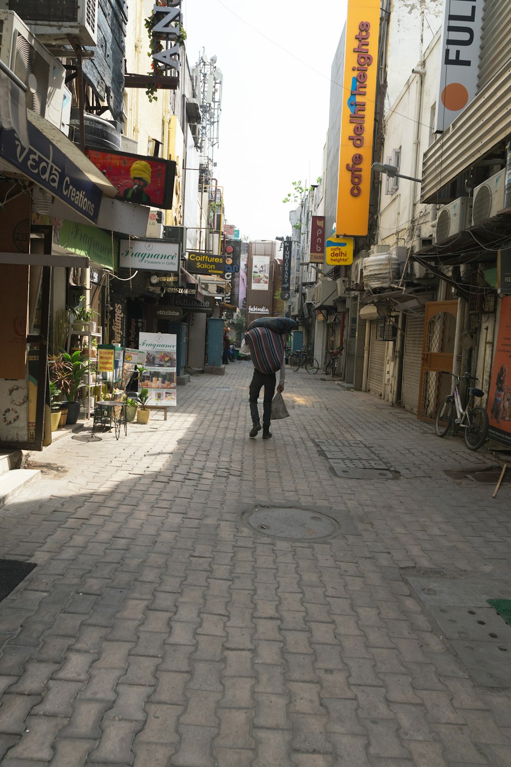 a person walking down a street