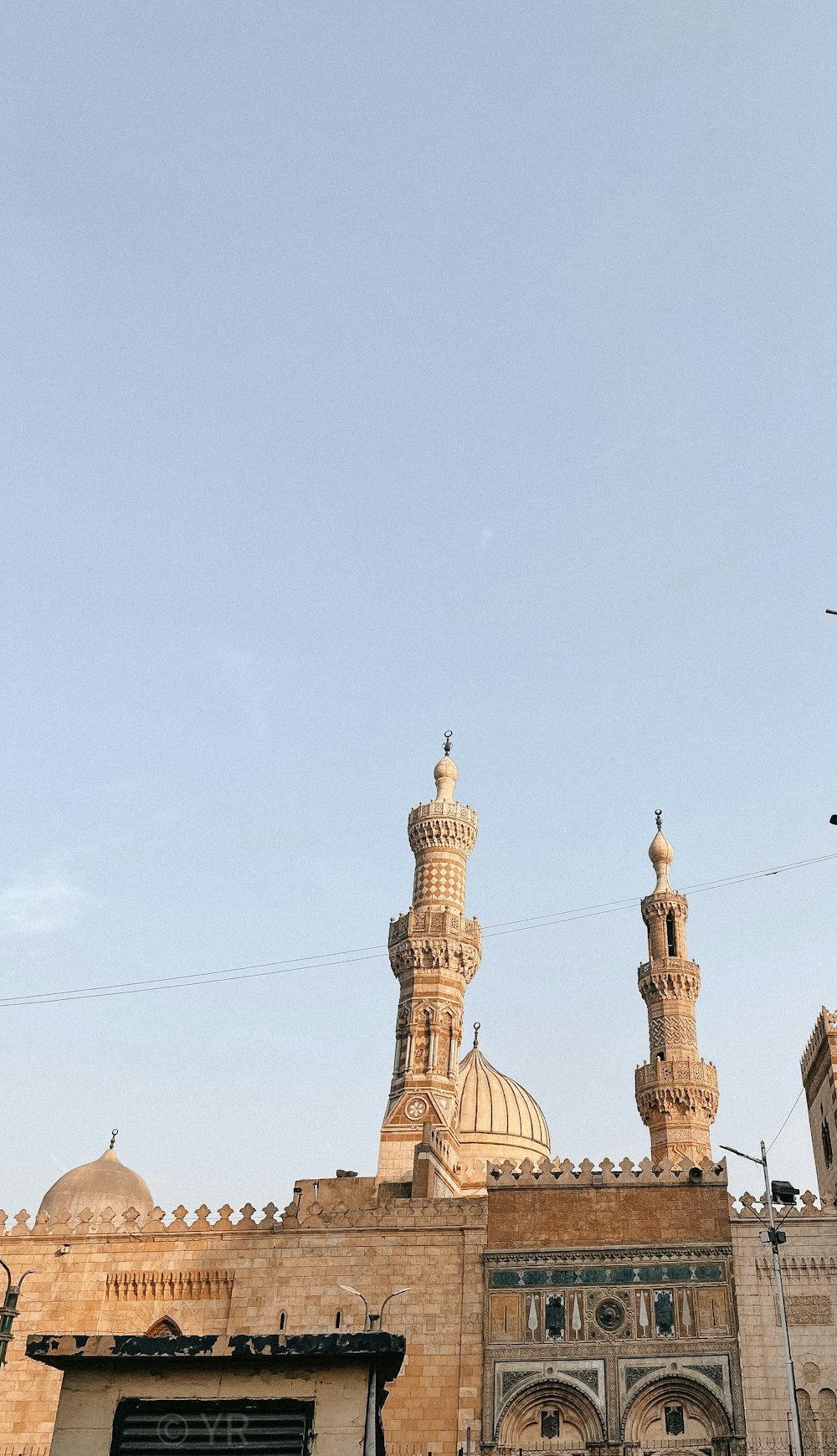 a large building with towers