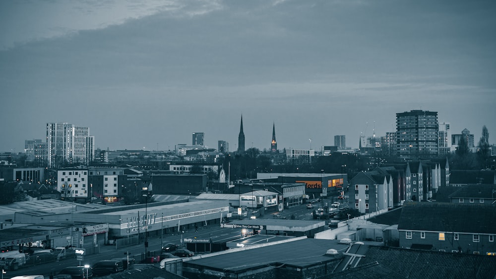 a city with buildings and streets