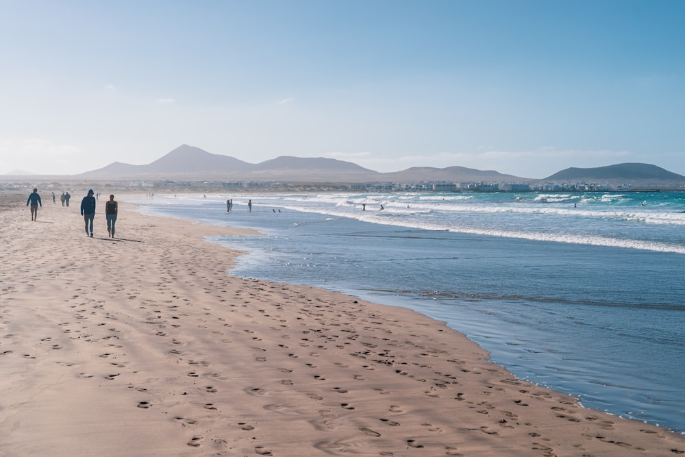 personnes se promenant sur une plage