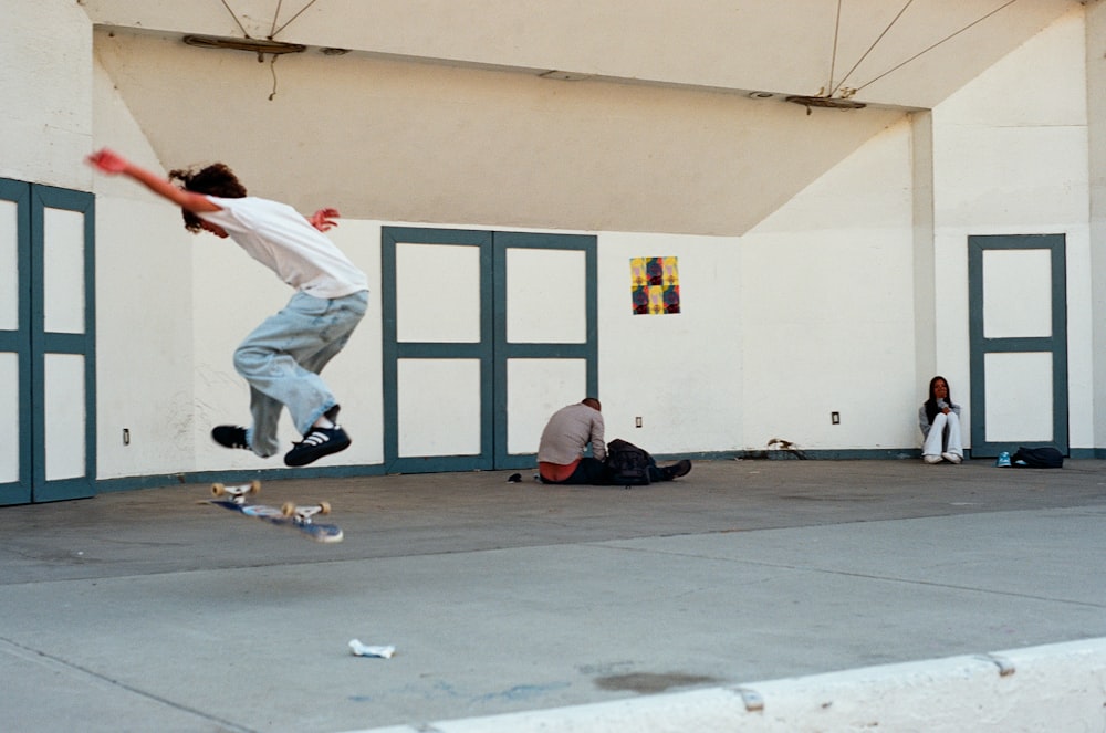 a man doing a trick on a skateboard