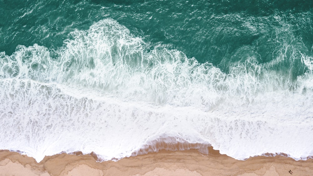 waves crashing on a beach