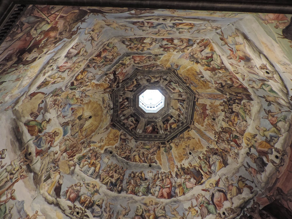 a circular ceiling with a window