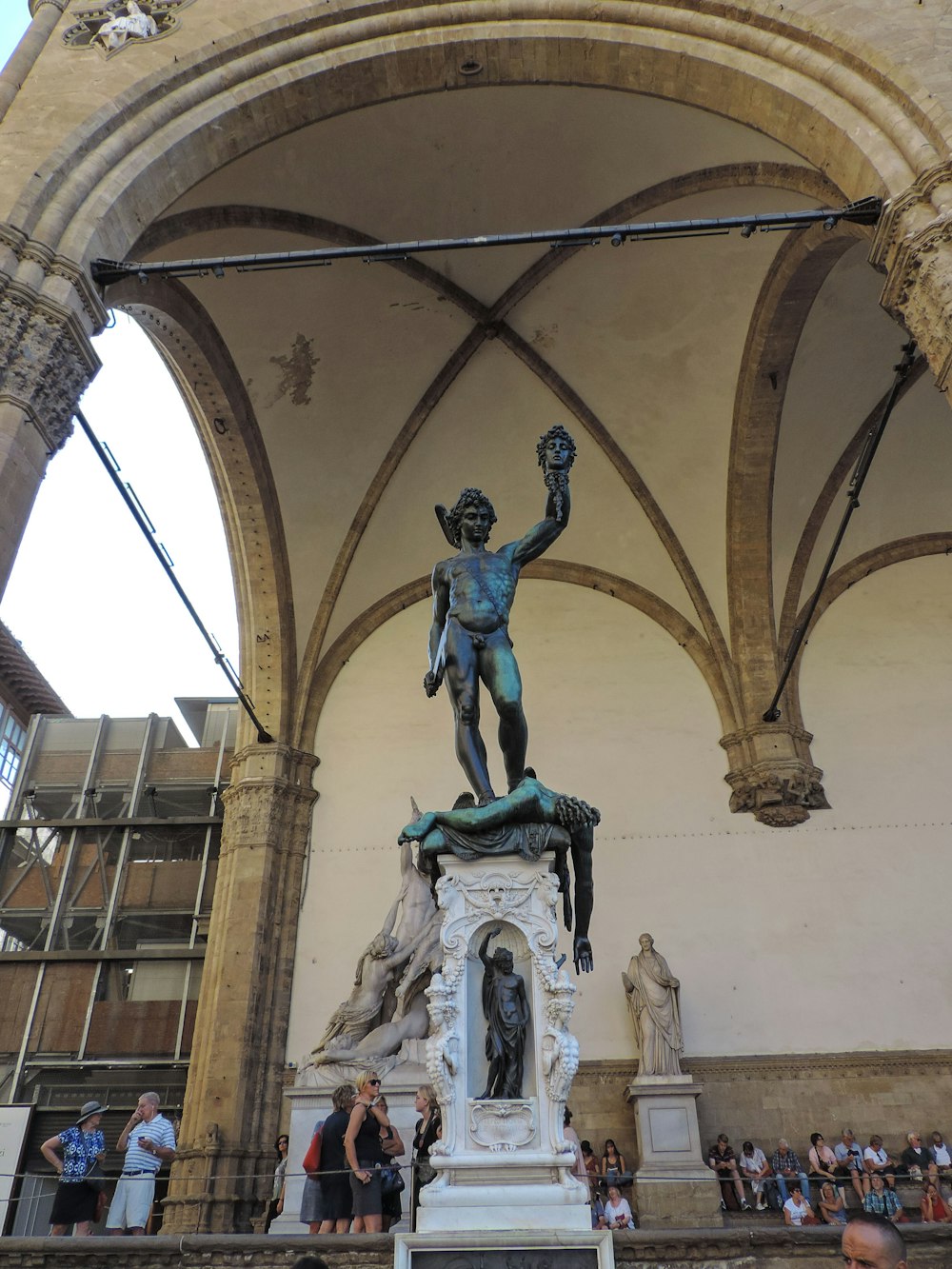 a statue in a building